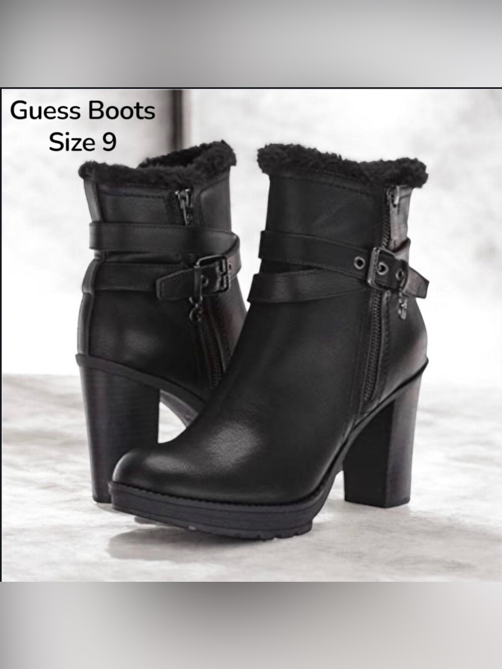 Guess Black Boots Size 9M NWT